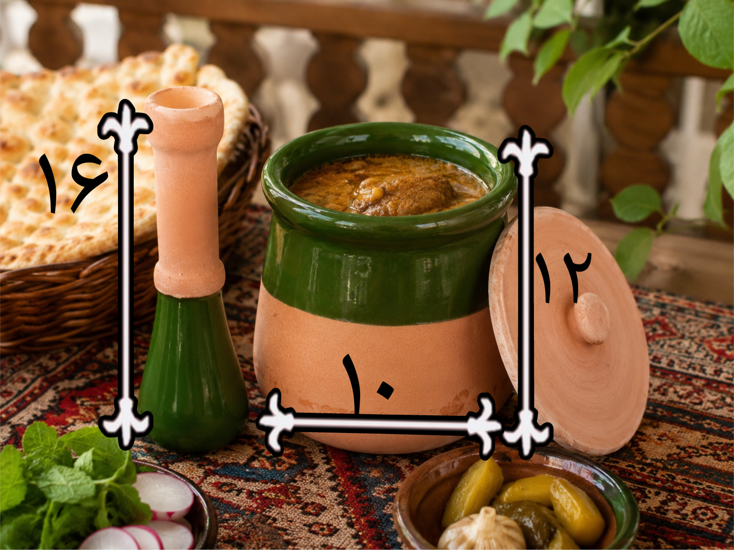 دیزی سفالی آبگوشت‌خوری تک‌نفره با گوشت‌کوب | ظروف سنتی و اصیل